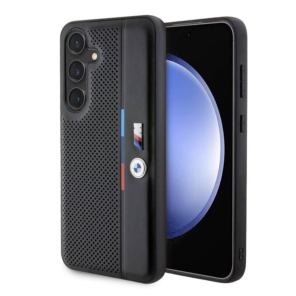 BMW Galaxy S24 Orjinal Lisanslı M Logolu Üç Renk Çizgili Delikli Detail Line Kılıf BMW Galaxy S24 Orjinal Lisanslı M Logolu Üç Renk Çizgili Delikli Detail Line Kılıf